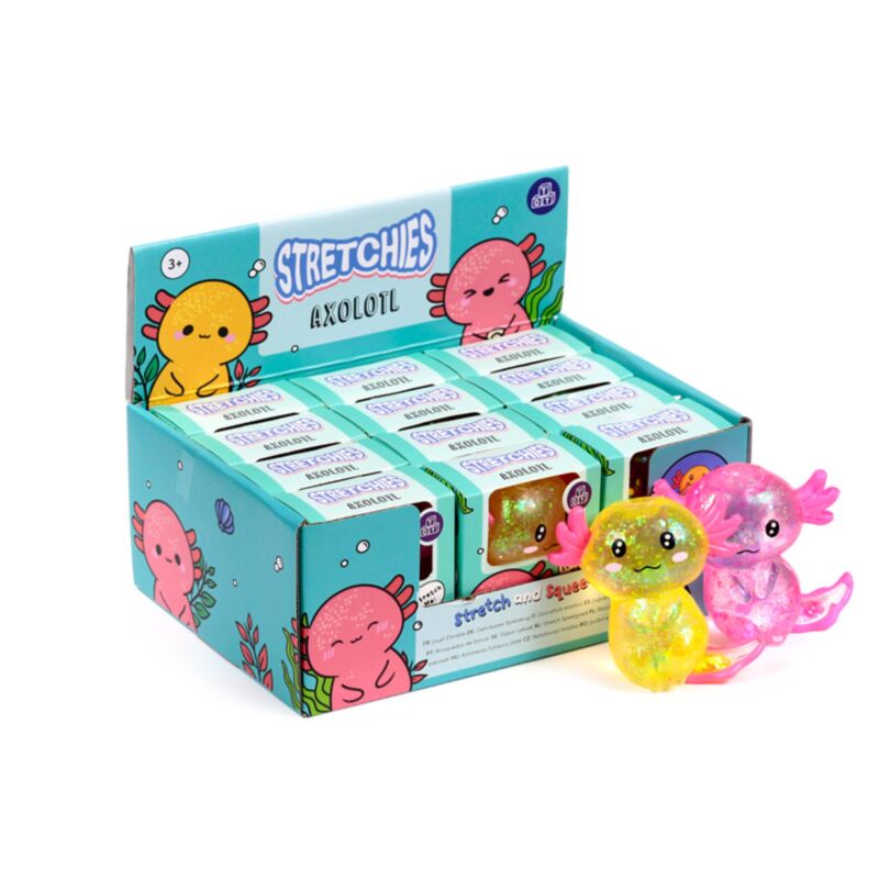 Jouet de stress axolotl aux paillettes compressible