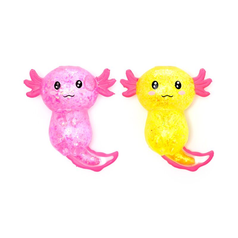 Jouet de stress axolotl aux paillettes compressible