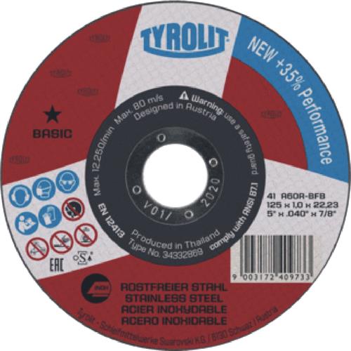 Tyrolit dss 125x1,0mm a60r-bfb acier inoxydable de base | 25 pièces