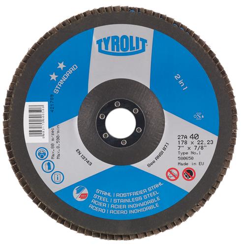 Disque à lamelles Tyrolit 125mm za40 avec acier inoxydable standard | 10 pièces