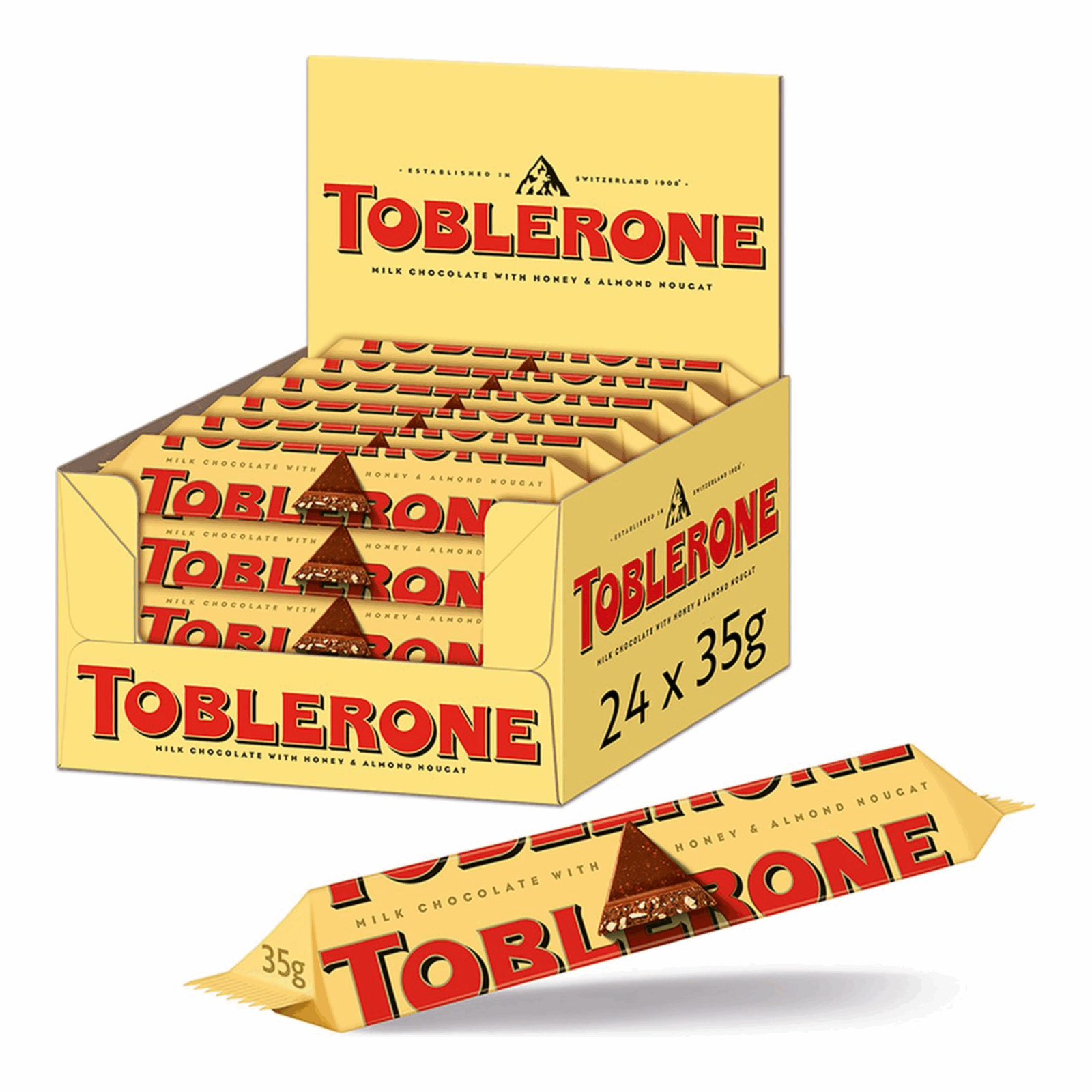 Toblerone chocolat au lait jaune (24x 35gr)