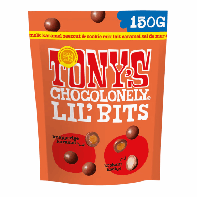 Tony's Chocolonely Lil' Bits Biscuit au sel de mer, caramel au lait (8x 150gr)
