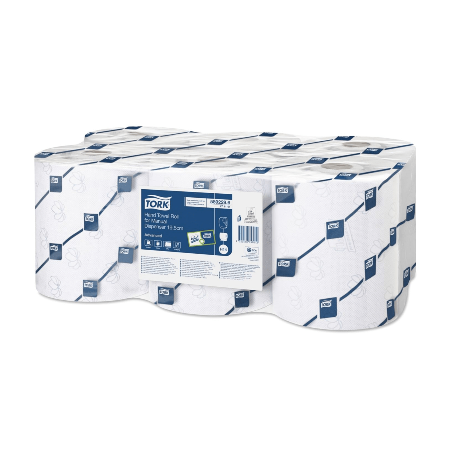 Rouleau de serviettes Tork h12 enmotion 2 plis 19,5 cm (6 pièces)