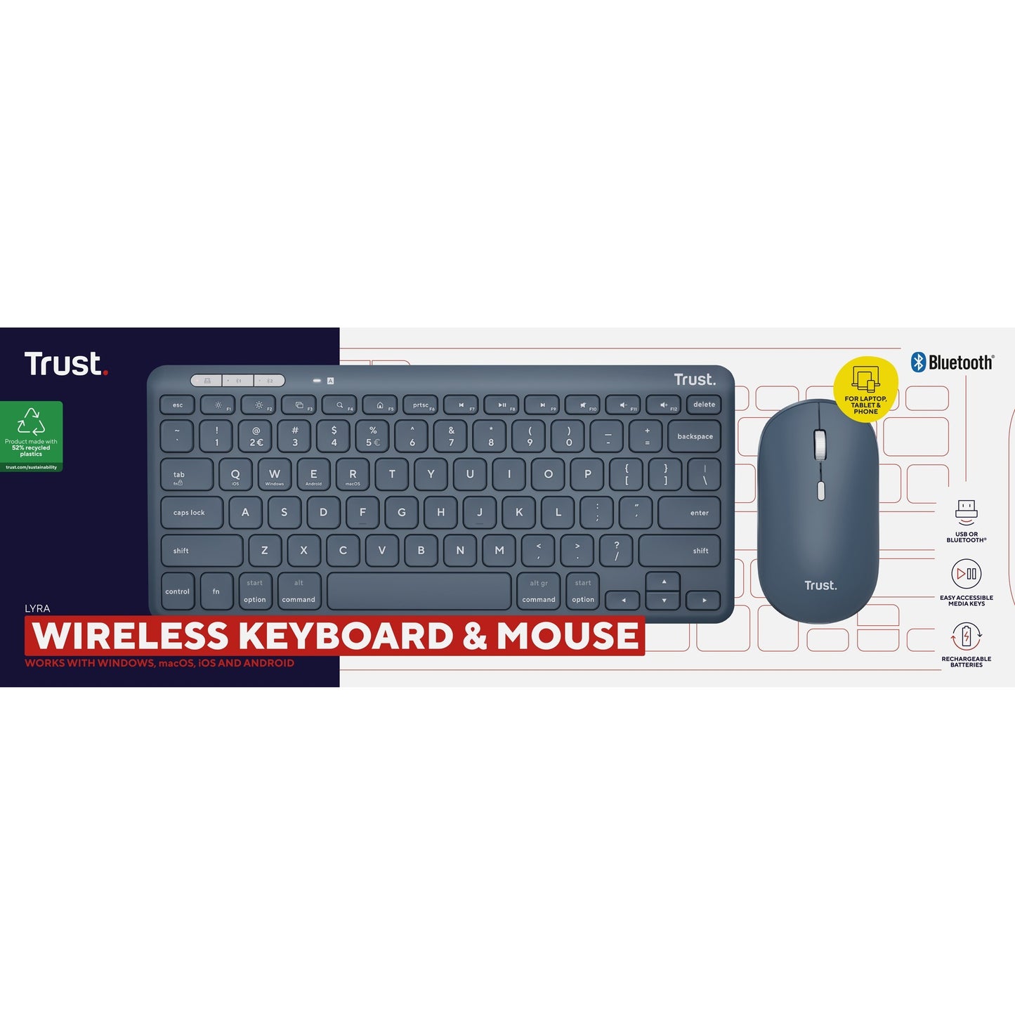 Faites confiance à la souris de clavier sans fil Lyra Multi-Device