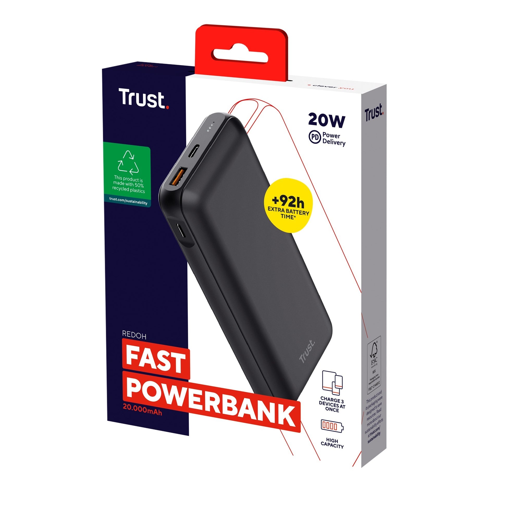 Faites confiance à Redoh rapide 20 000mAh Powerbank