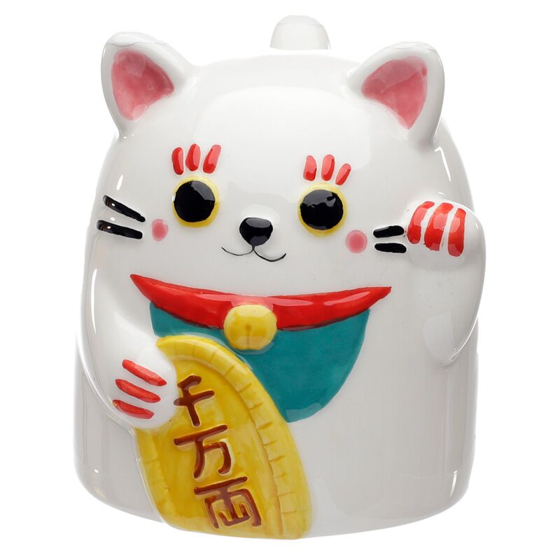 Maneki Neko Happiness Cat Upside Down Ceramic Mug
