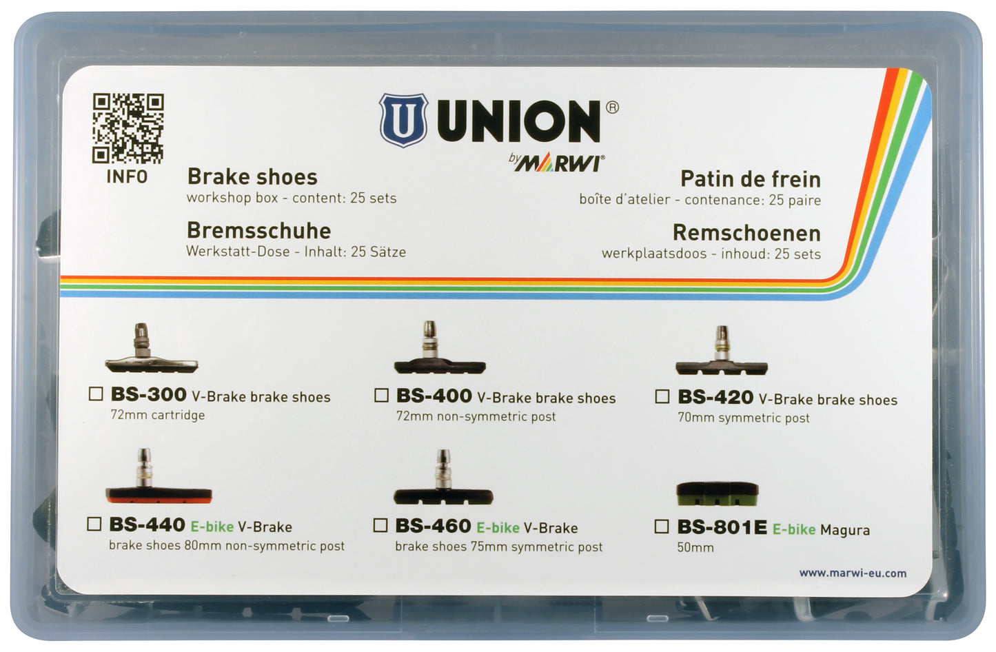 Marwi Velgrem Block Set BS-460 V-frein 75 mm (Sym.) (25e)