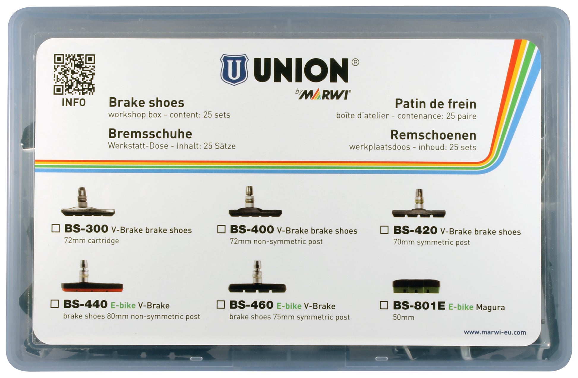Marwi Velgrem Block Set BS-460 V-frein 75 mm (Sym.) (25e)