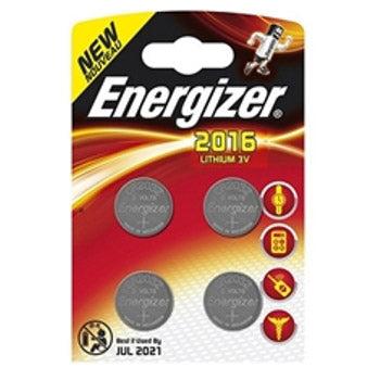 Energizer Lithium 3V Button Cell Batteries (CR2016) 4 pièces