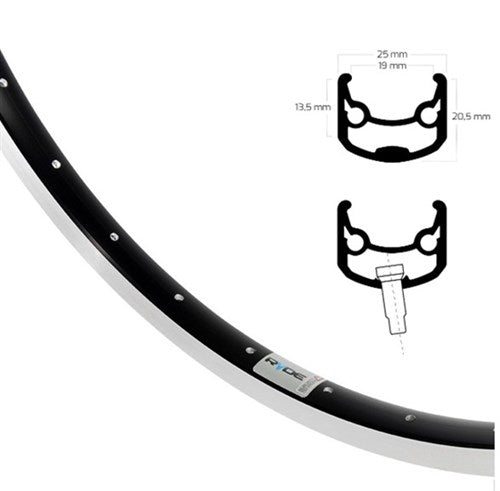 Ryde Velg 28 pouces 622 Andra 30 côté coupé noir 36