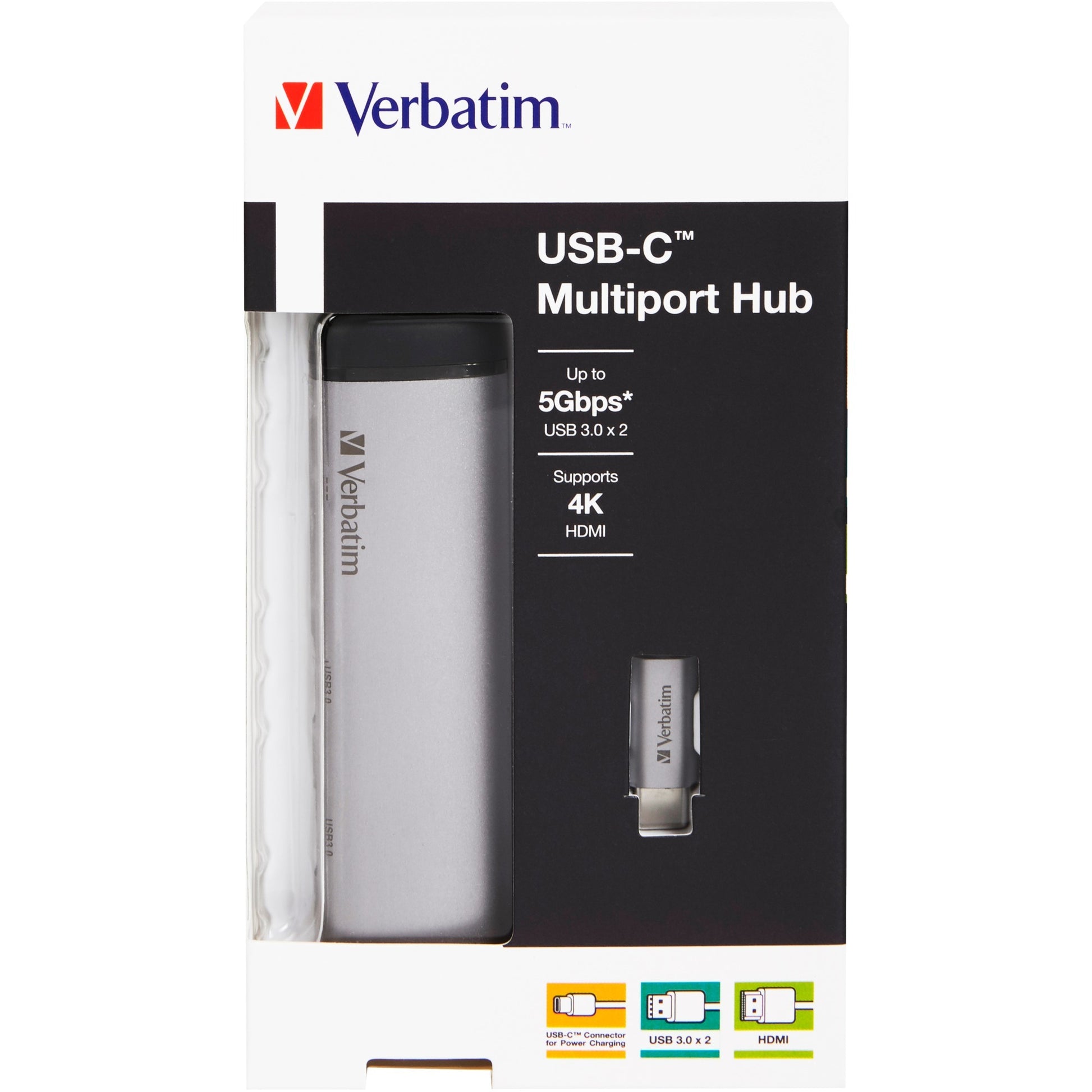 Verbatim USB 3.2 Gen 1 Multiport Hub, USB-C> 2x USB-A + US