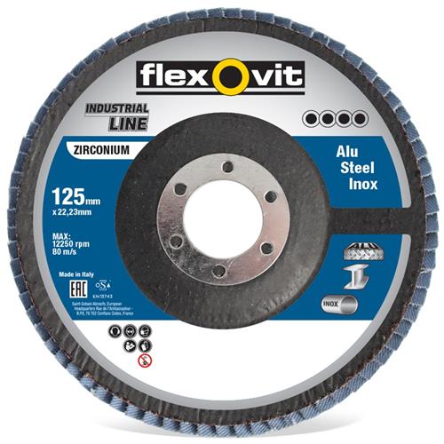 Disque à lamelles plates Flexovit 125x22 r842 p80 conique | 10 pièces