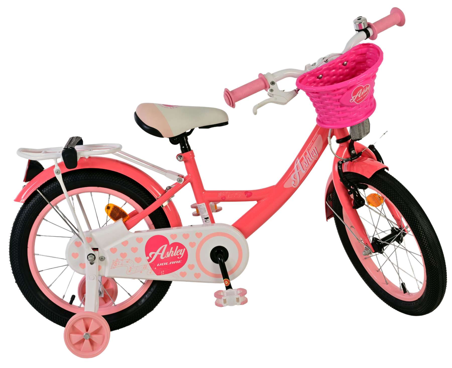 Vélo enfant Volare Ashley - filles - 16 pouces - rose rouge