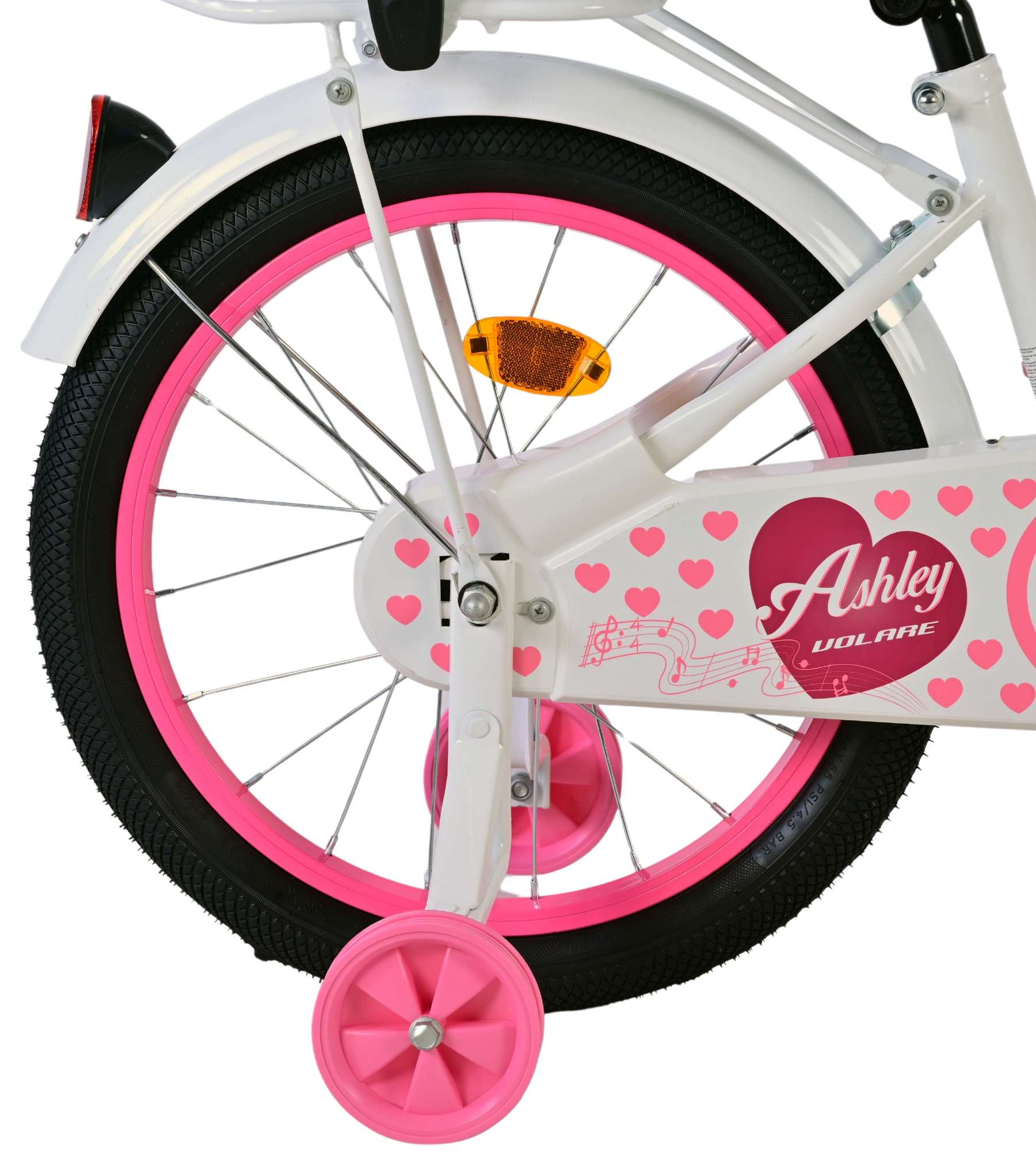 Vélo enfant Volare Ashley - filles - 18 pouces - blanc