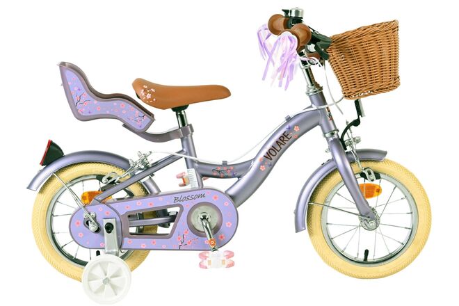Vélo pour enfants Volare Blossom - filles - 12 pouces - violet - deux freins à main