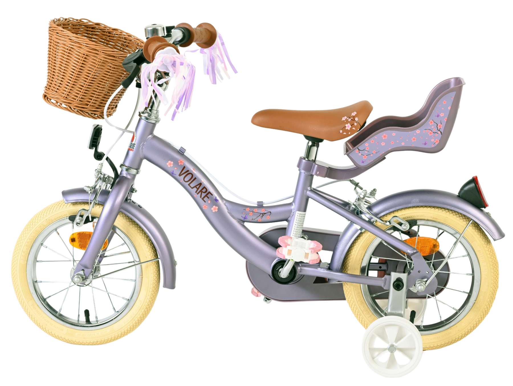 Vélo pour enfants Volare Blossom - filles - 12 pouces - violet - deux freins à main
