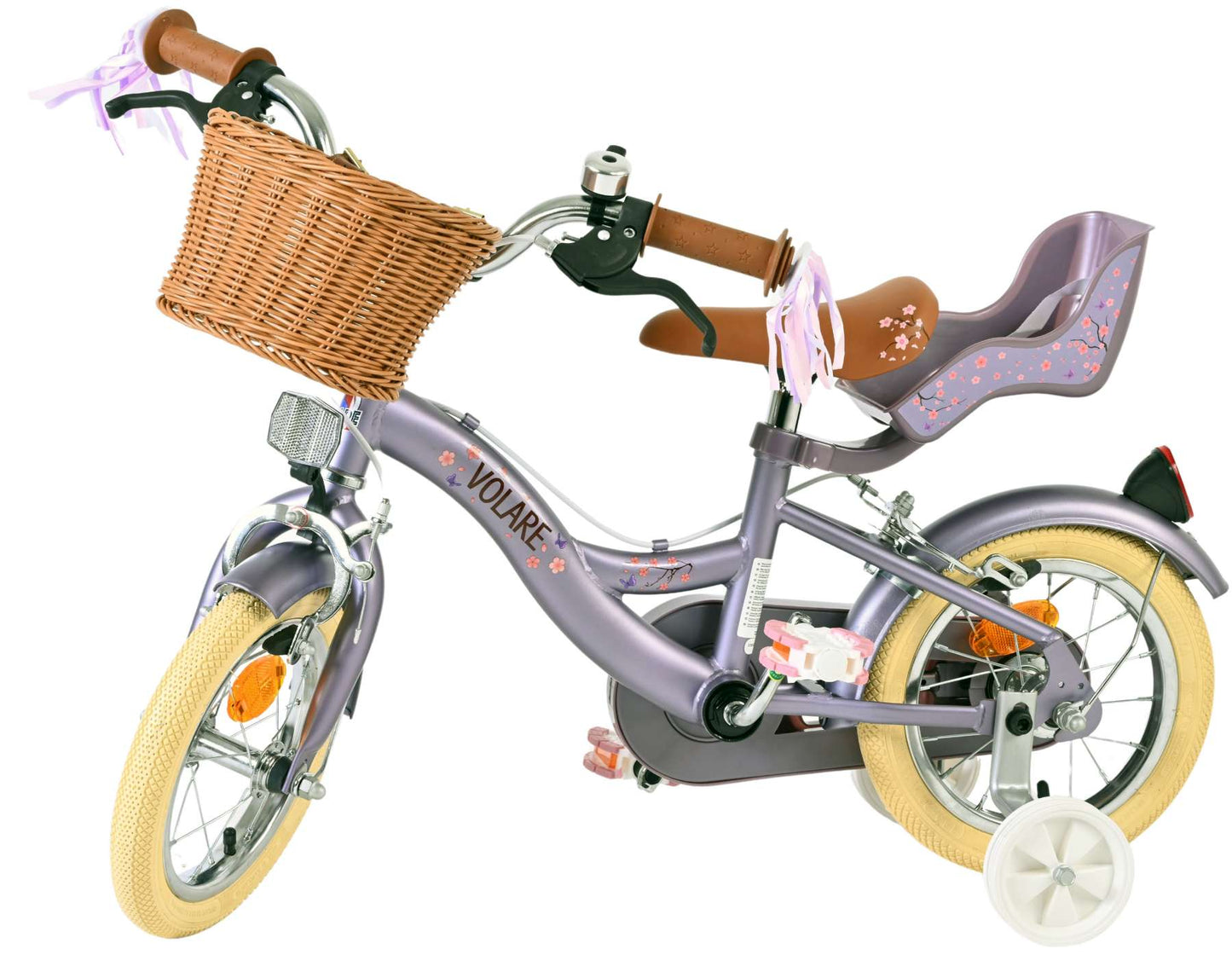 Vélo pour enfants Volare Blossom - filles - 12 pouces - violet - deux freins à main