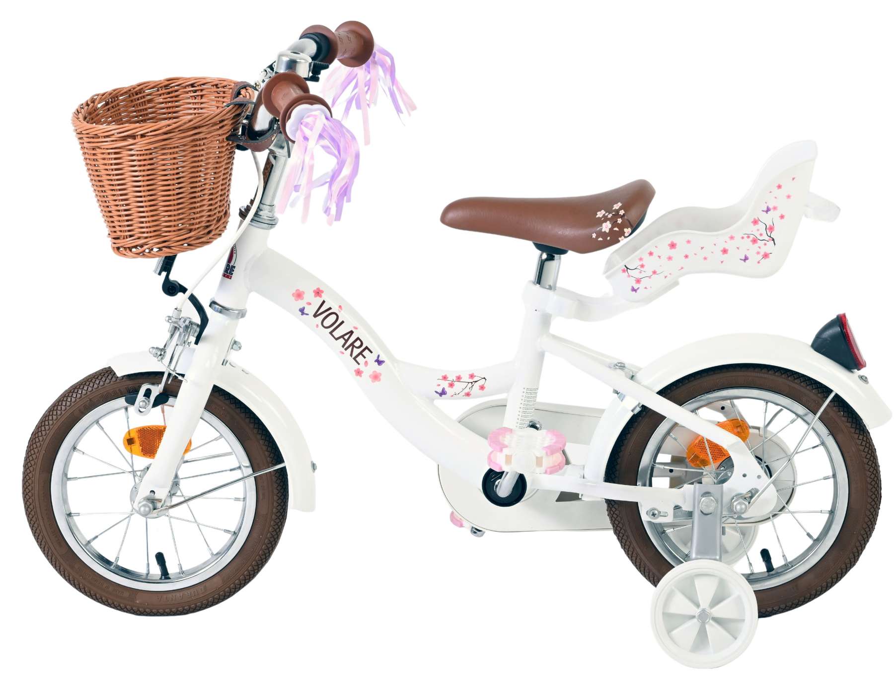 Vélo enfant Volare Blossom - filles - 12 pouces - blanc
