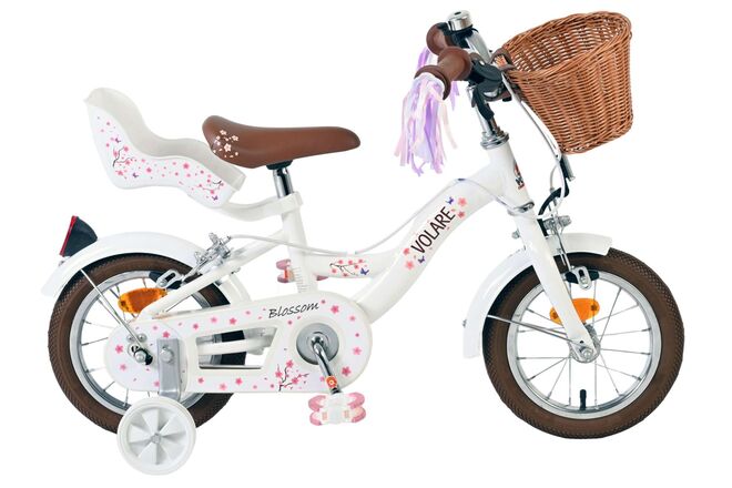 Vélo pour enfants Volare Blossom - filles - 12 pouces - blanc - deux freins à main