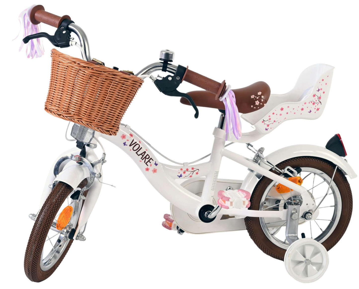 Vélo pour enfants Volare Blossom - filles - 12 pouces - blanc - deux freins à main