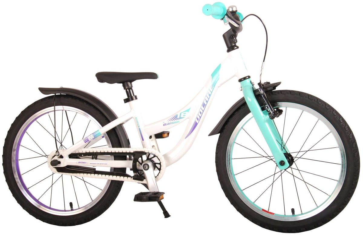 Volare Glamour Children's Bicycle - Girls - 18 pouces - White Mint Green - Prime Collection
