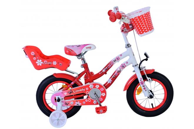 Volare le vélo pour enfants - filles - 12 pouces - blanc rouge