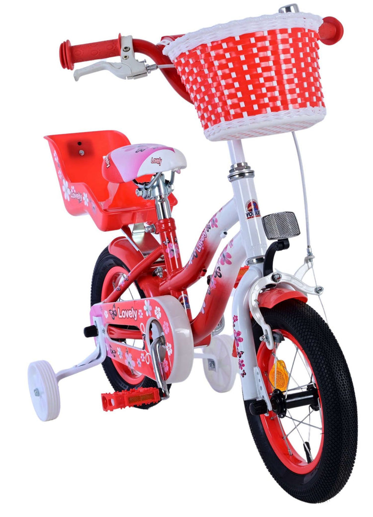 Volare le vélo pour enfants - filles - 12 pouces - blanc rouge