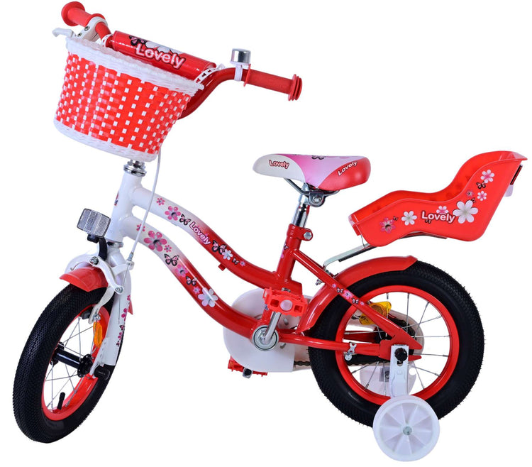 Volare le vélo pour enfants - filles - 12 pouces - blanc rouge