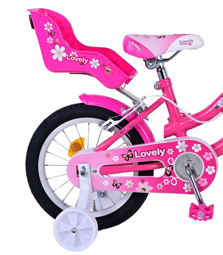 Volare le vélo pour enfants - filles - 14 pouces - Blanc rose - Freins à deux mains