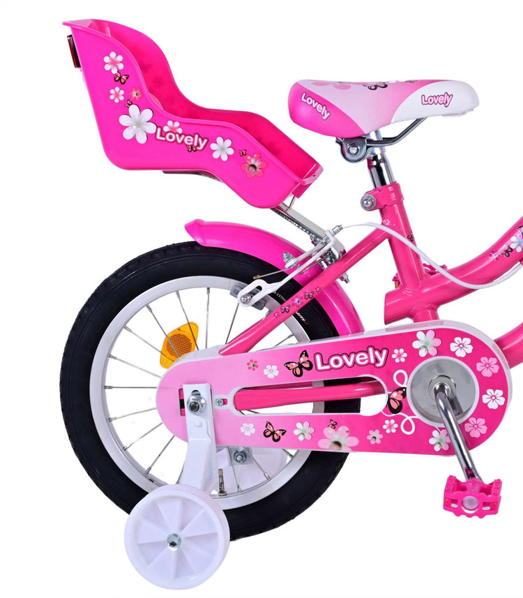 Volare le vélo pour enfants - filles - 14 pouces - Blanc rose - Freins à deux mains