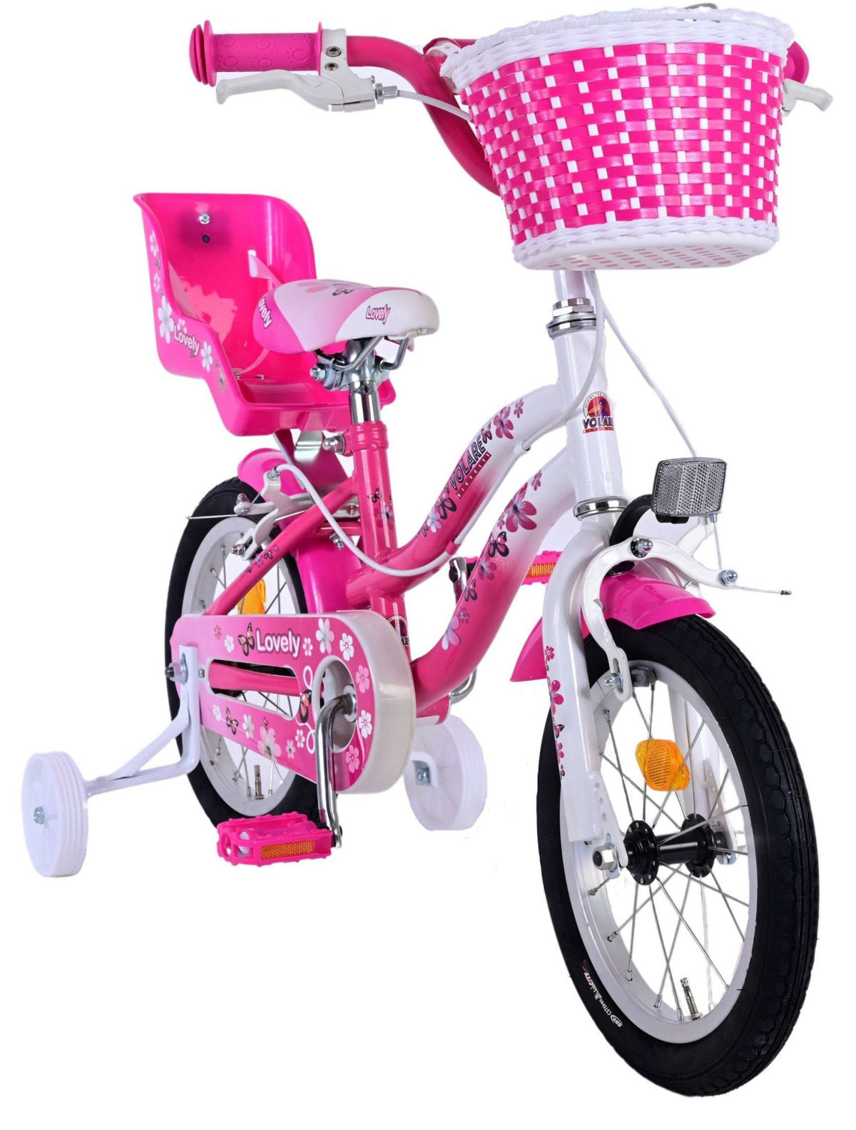 Volare le vélo pour enfants - filles - 14 pouces - Blanc rose - Freins à deux mains