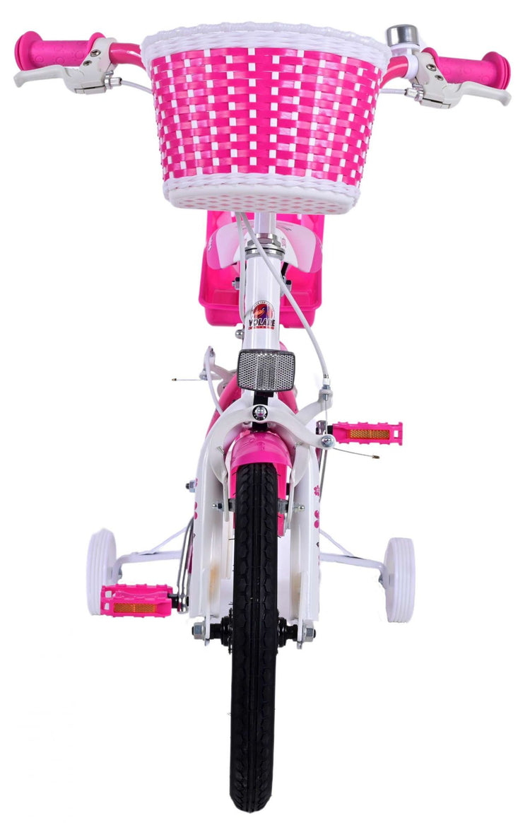 Volare le vélo pour enfants - filles - 14 pouces - Blanc rose - Freins à deux mains