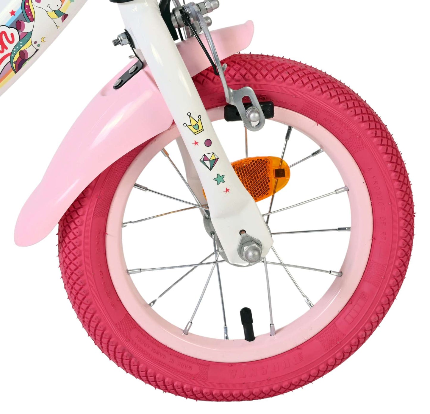 Vélo enfant licorne Volare - filles - 12 pouces - blanc