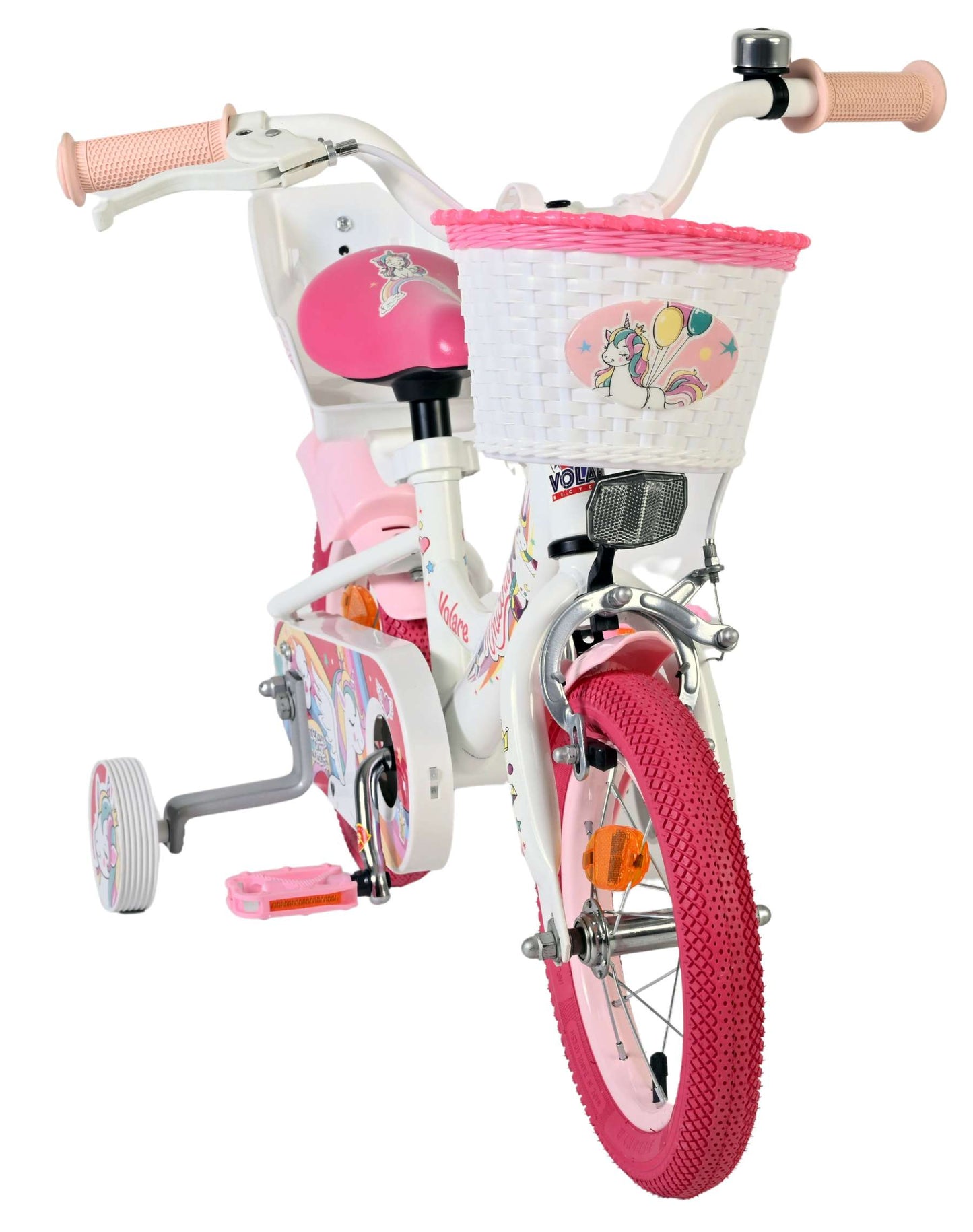 Vélo enfant licorne Volare - filles - 12 pouces - blanc