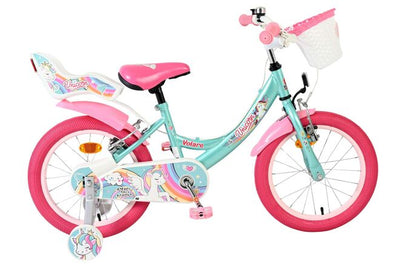 Vélo enfant Volare licorne - filles - 16 pouces - vert - deux freins à main