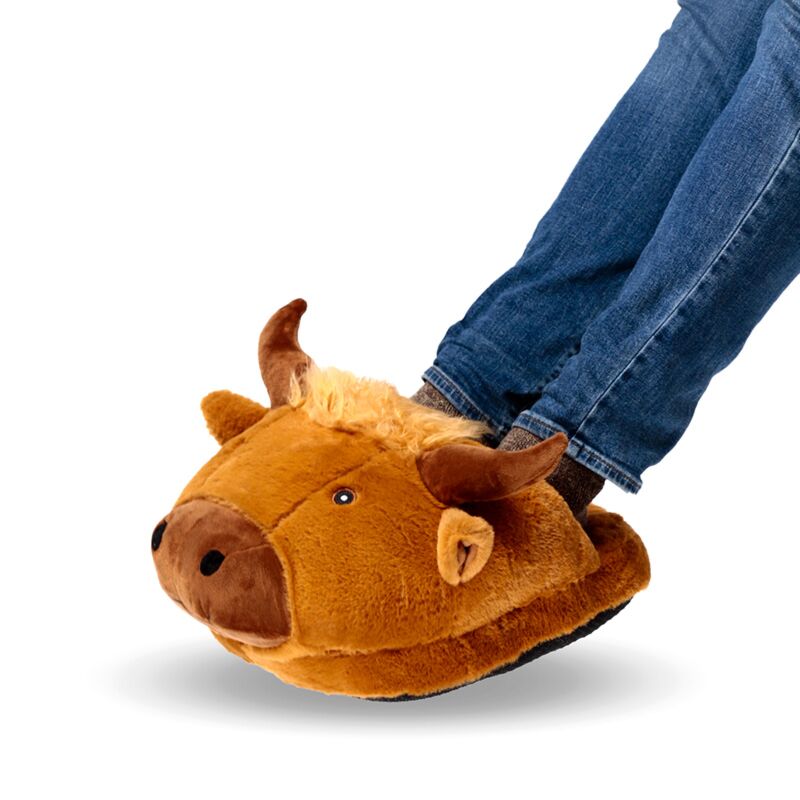 Highland coo vache géant pantoufle chauffe-pieds