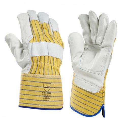 Boîte à gants de travail en cuir, paume renforcée | 12 pièces