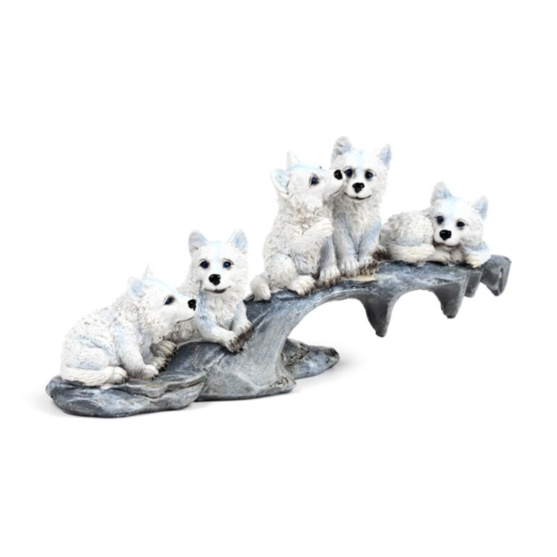 Les chiots de loup jouent sur le rock