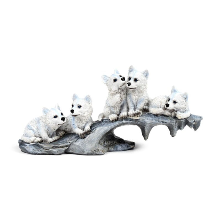 Les chiots de loup jouent sur le rock