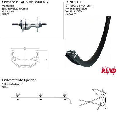 Roland roue avant 20 utl1 shimano im40 disque aluminium noir
