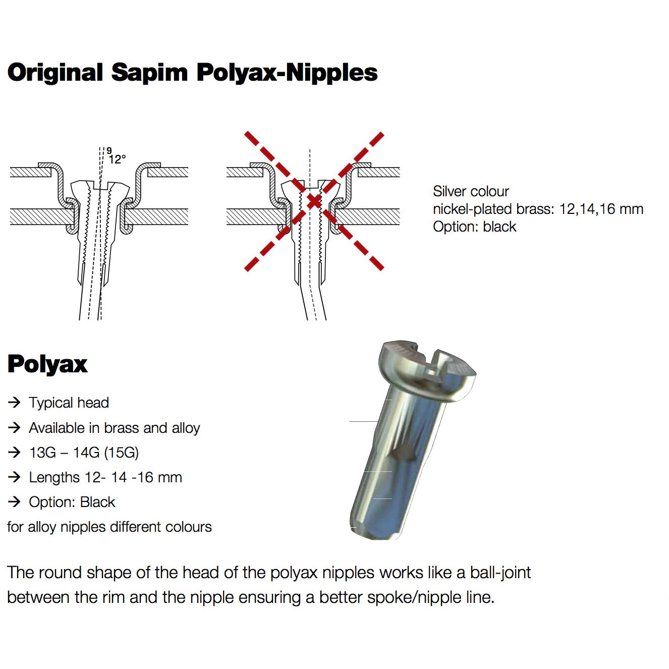 Sapim écrou de rayon polyax écrou de rayon polyax 12mm argent