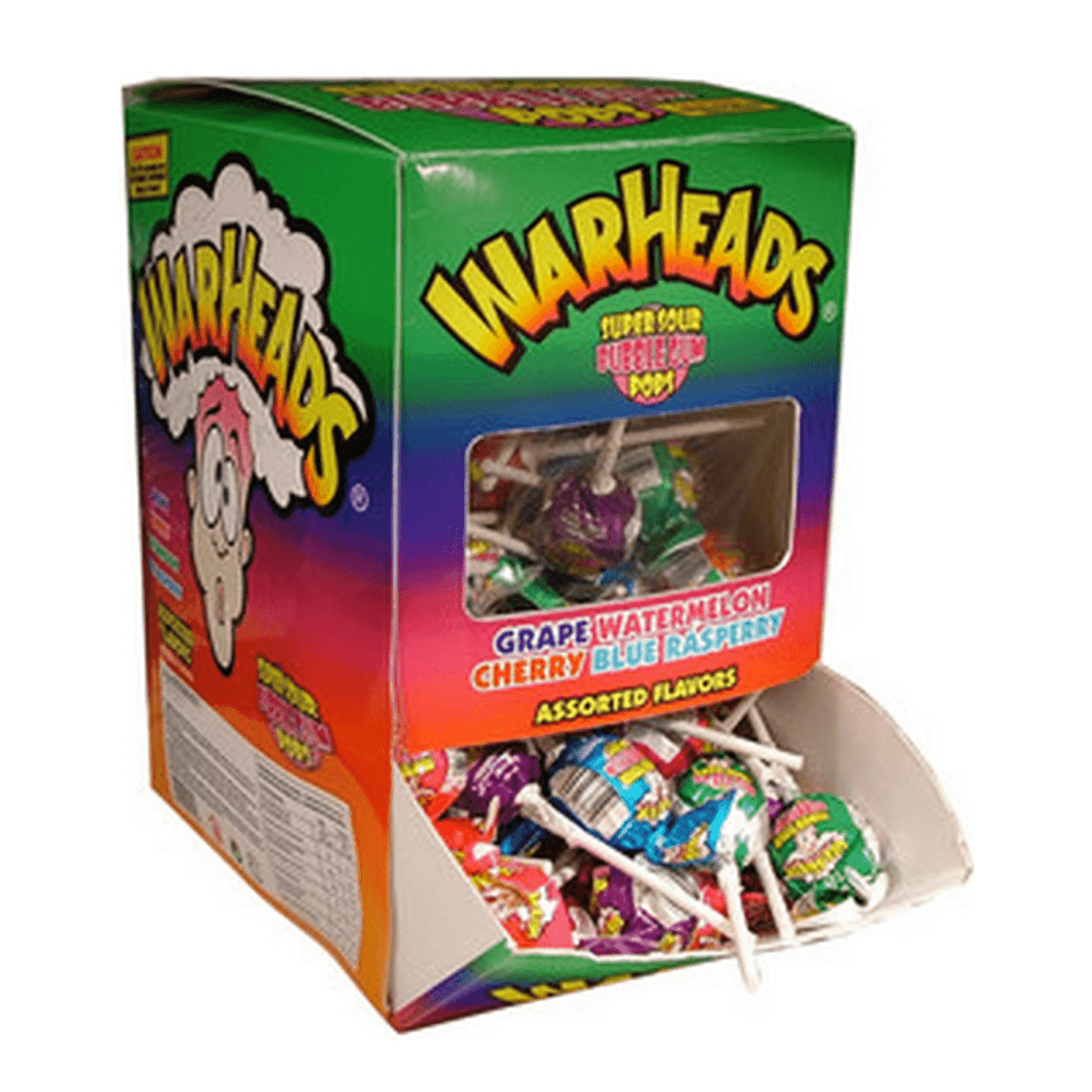 Sucettes bubblegum super acidulées Warheads (100 pièces)
