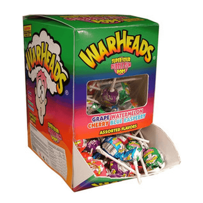 Sucettes bubblegum super acidulées Warheads (100 pièces)