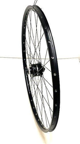 Roue avant Shimano 28 pouces 622 noir moyeu à rayons noirs verrouillage central dynamo