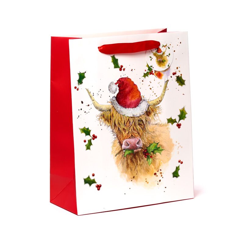 Jan Pashley Christmas Highland Coo Gift Sacs L