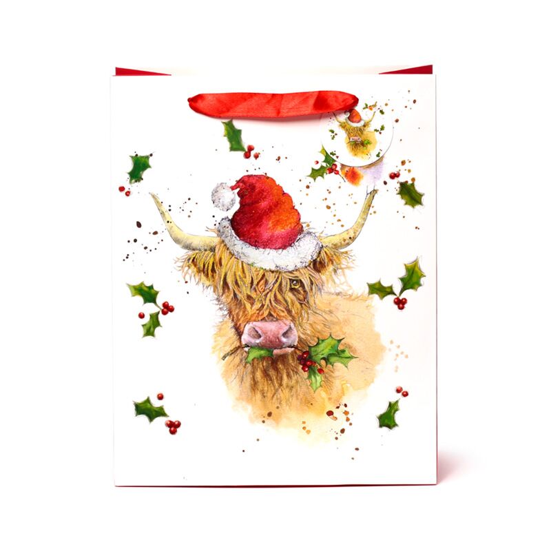 Jan Pashley Christmas Highland Coo Gift Sacs L