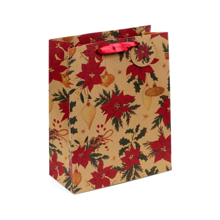 Sac cadeau de Noël botanique grand