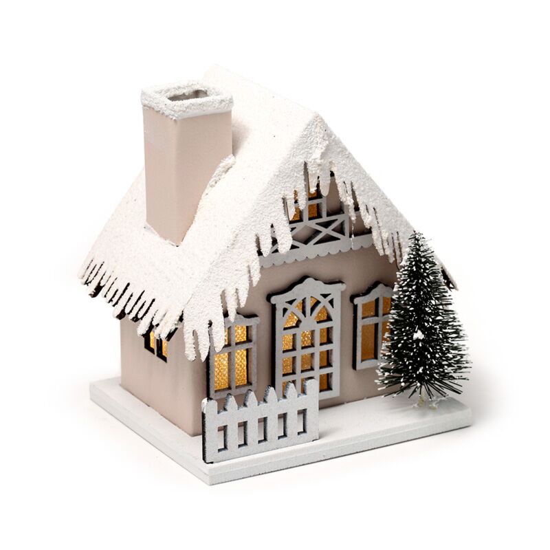 Décoration LED de maison de Noël enneigée