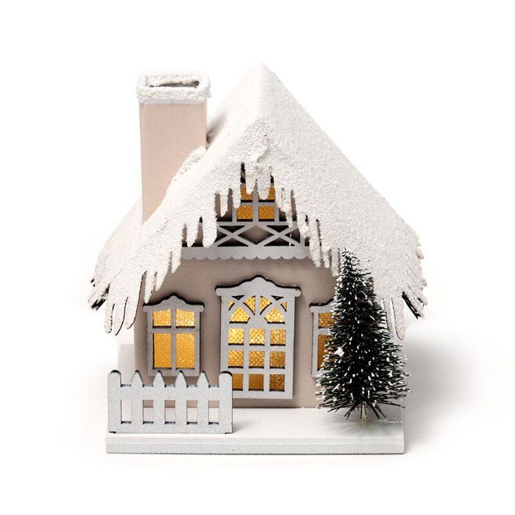 Décoration LED de maison de Noël enneigée