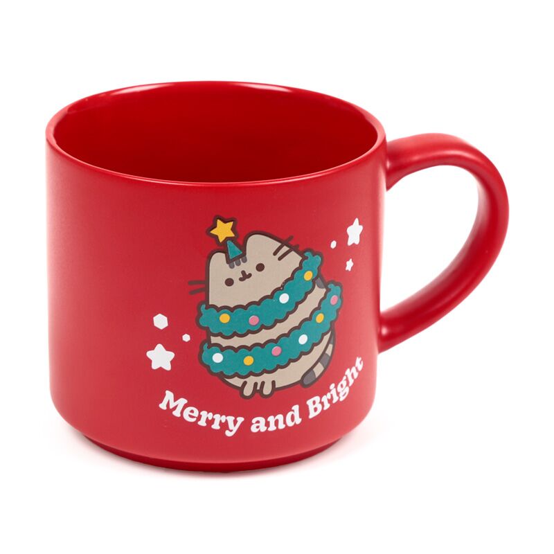 Christmas pousse la grande tasse de porcelaine de chat